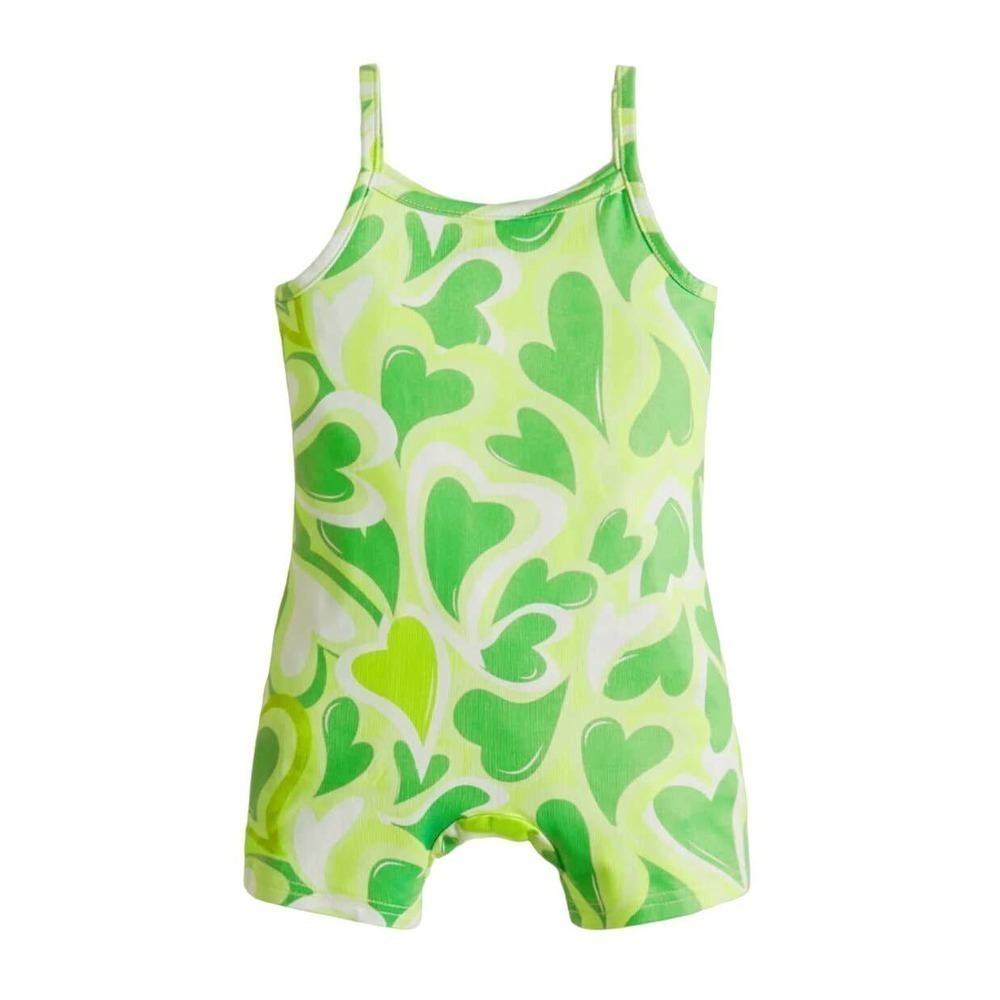 SHEIN Baby Heart Print Cami Romper in Green, Size 2-3Y​​​​​​​